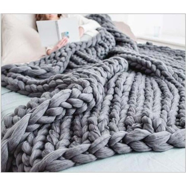 Chunky Knitted Wool Blanket