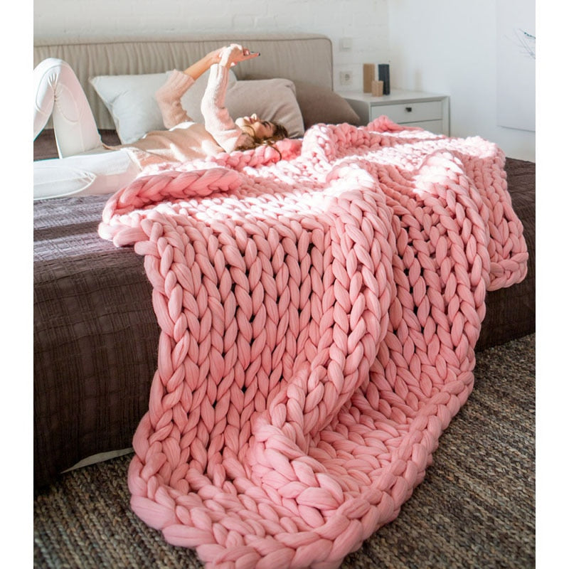 Chunky Knitted Wool Blanket